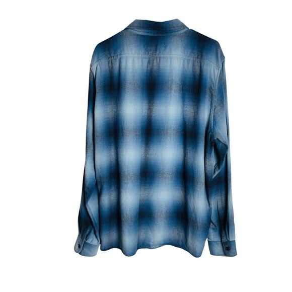 Outerknown Transitional Flannel Shirt Mens XXL Blue Plaid Organic Cotton - Picture 2 of 7